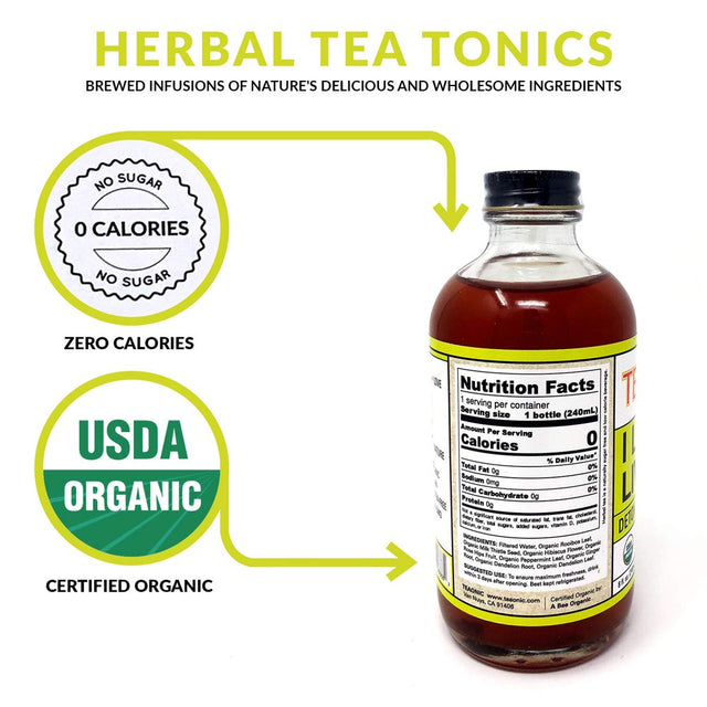 TEAONIC I Love My Liver - Herbal Tea Tonic - Detoxifying Tea - Ginger Root - Hibiscus Tea - Dandelion Root Tea - Decaffeinated Tea -- Milk Thistle Tea - 8 Fluid Ounces Each - Pack of 6