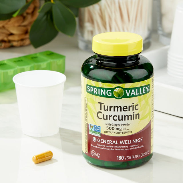 Spring Valley Turmeric Curcumin with Ginger Powder Dietary Supplement, 500 Mg, 180 Count