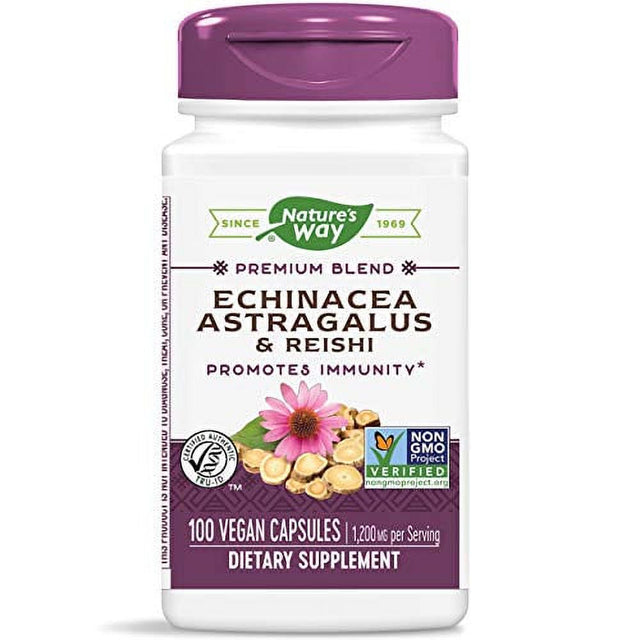 Nature'S Way Echinacea Astragalus & Reishi, Premium Blend, Promotes Immunity, Non-Gmo, 100 Capsules