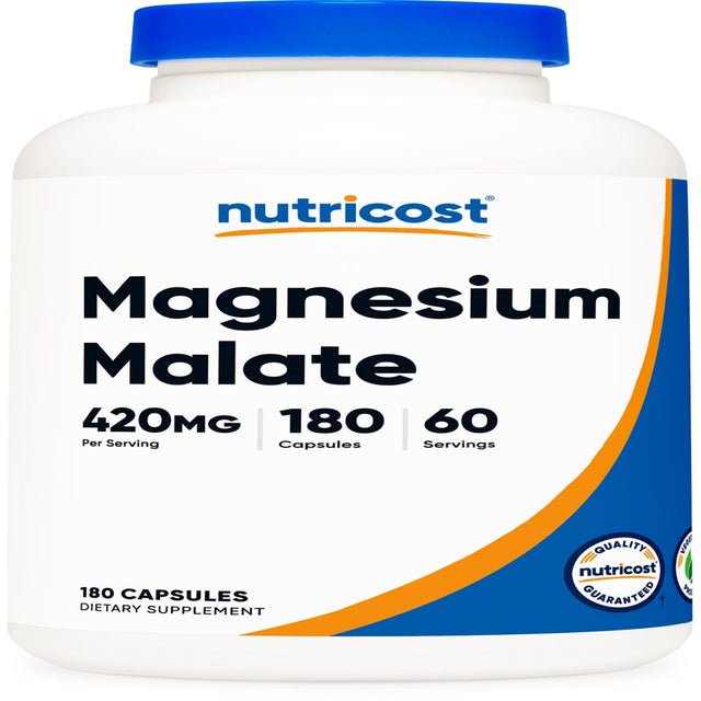 Nutricost Magnesium Malate 420Mg, 180 Capsules, 60 Servings - Non-Gmo, Gluten Free Supplement