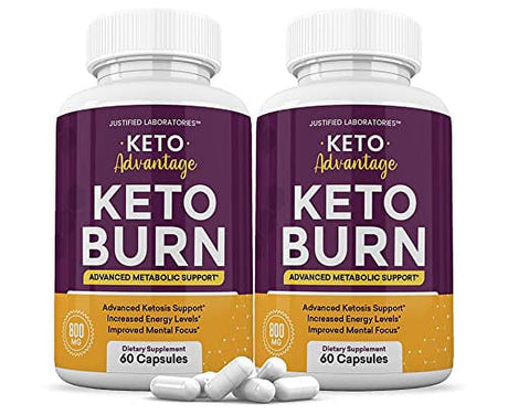 (2 Pack) Keto Advantage Keto Burn Pills Includes Apple Cider Vinegar Gobhb Exogenous Ketones Advanced Ketogenic Supplement Ketosis Support for Men Women 120 Capsules