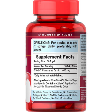 Puritan'S Pride Q-Sorb Coq10 (Coenzyme Q10) 600 Mg, Natural Antioxidant, Dietary Supplement for Blood Pressue Management, 60 Rapid Release Softgels