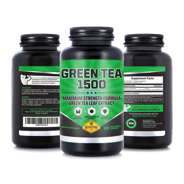 EGCG Green Tea Extract Supplement | Maximum Potency 735Mg Green Tea Extract Capsules for a Metabolism Boost & Daily Energy | 120 Vegetarian Capsules