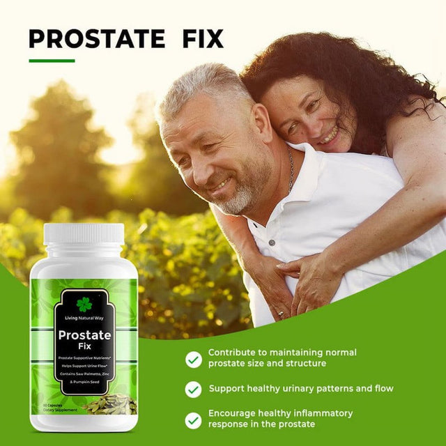 Prostate Fix | Prostate Health Support | Natural Prostate Supplements for Men with Organic Saw Palmetto Extract & Pumpkin Seed, Prostate Support, Urinary Tract Health | Gluten Free, Non-Gmo | 60