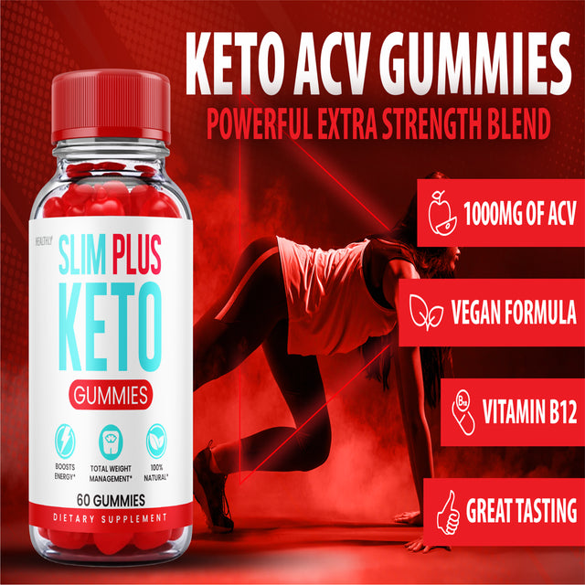 Slim plus Keto Gummies for Weight Loss ACV Apple Cider Vinegar 100% Natural (60 Gummies)