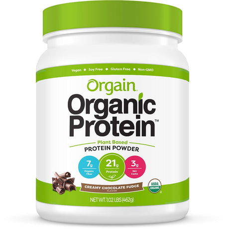 Orgain Organic Plant Based Protein Powder, Creamy Chocolate Fudge - 1.02 Pound & Organic Plant Based Protein Powder, Vanilla Bean - Vegan, Low Net Carbs, Non Dairy, Gluten Free, 1.02 Pound