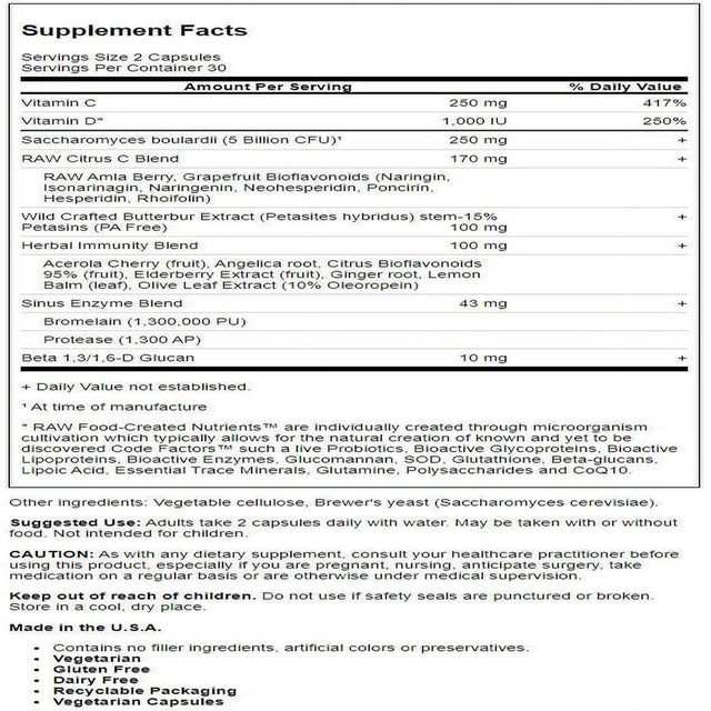 Garden of Life Immune Balance Sin 60 Veg Caps