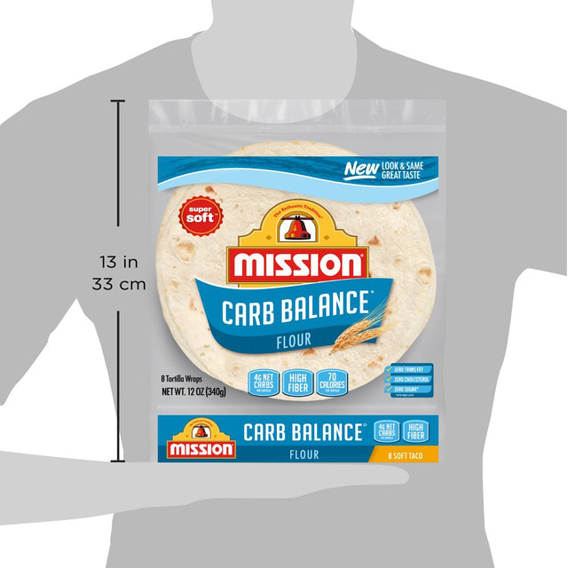 Mission Carb Balance Low Carb High Fiber Soft Taco Flour Tortillas, 8 Count