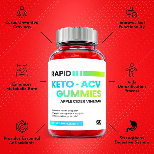 (2 Pack) Rapid Keto ACV Gummies - Supplement for Weight Loss - Energy & Focus Boosting Dietary Supplements for Weight Management & Metabolism - Fat Burn - 120 Gummies