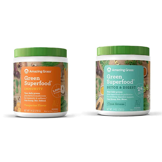 Amazing Grass Greens Blend Superfood Powder for Immune Support + Detox & Digest