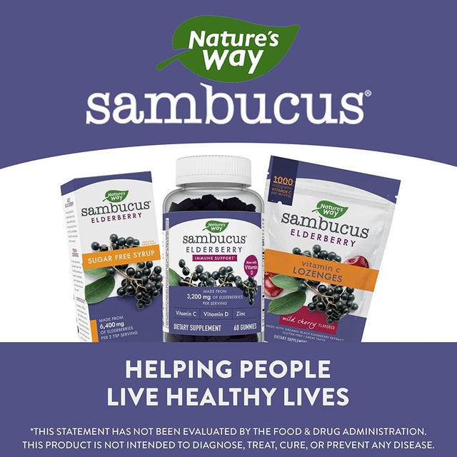 Nature'S Way Sambucus Elderberry Gummies, with Vitamin C, Vitamin D and Zinc, Immune Support for Kids and Adults*, 60 Gummies (Packaging May Vary)