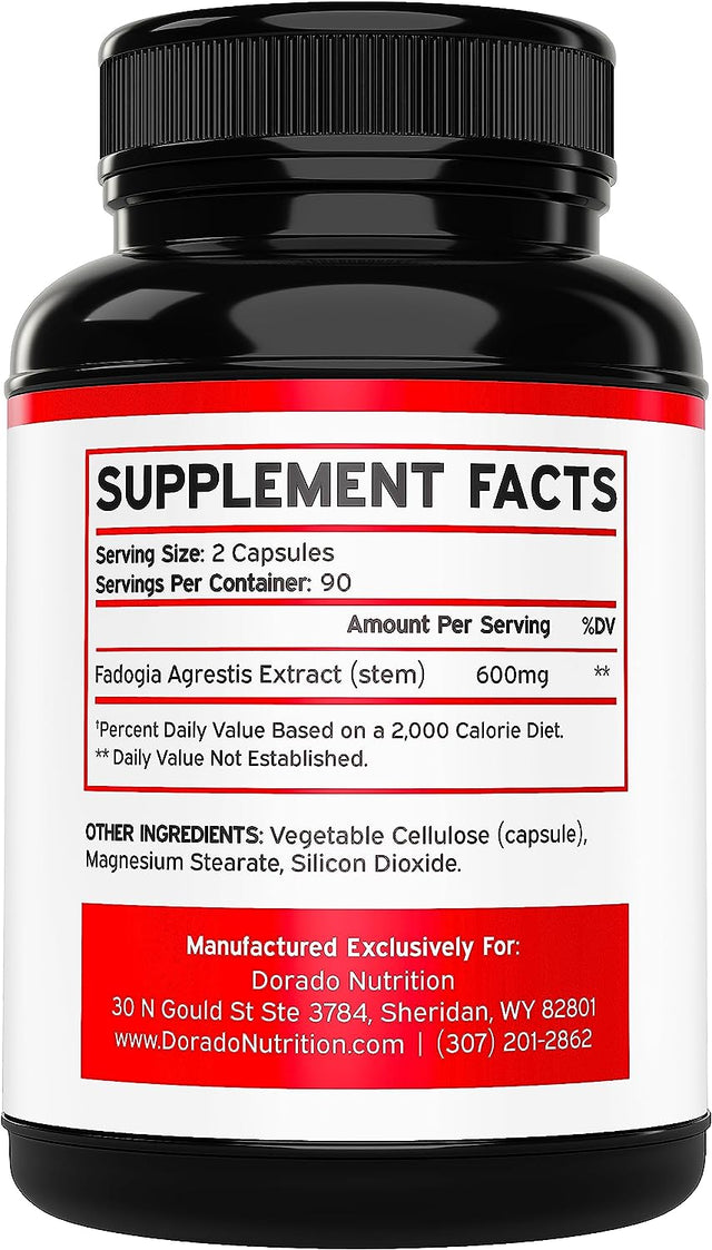 Fadogia Agrestis 600Mg Extract - (180 Capsules) - [Maximum Strength] - Strength, Drive, Athletic Performance, Muscle Mass - Third Party Tested - Zero Fillers - Gluten Free, Non-Gmo, Vegan Capsules