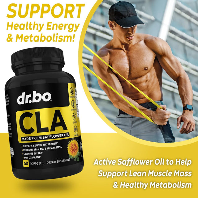 CLA Safflower Oil Supplement for Men & Women - Pure Safflower Oil High Linoleic Preworkout, Abs Muscle & Workout Capsules - Premium 780Mg CLA Conjugated Linoleic Acid Pills Supplements - 60 Softgels