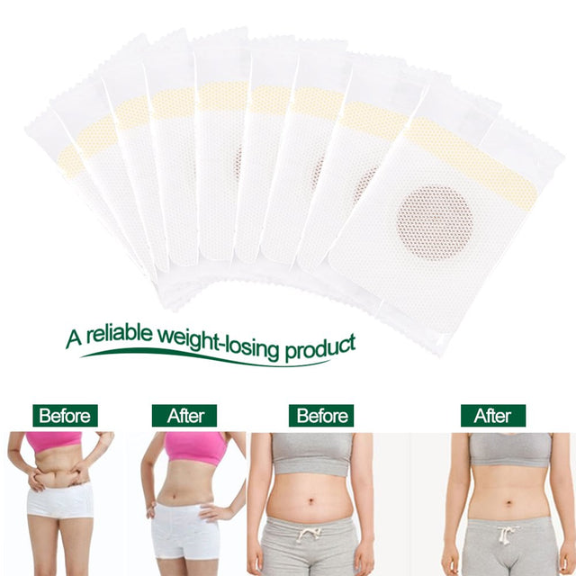 WALFRONT 10Pcs/Box Navel Slimming Patches, Women Weight Losing Fat Burning Navel Stick Adhesive Sheet Slim Patch Pads