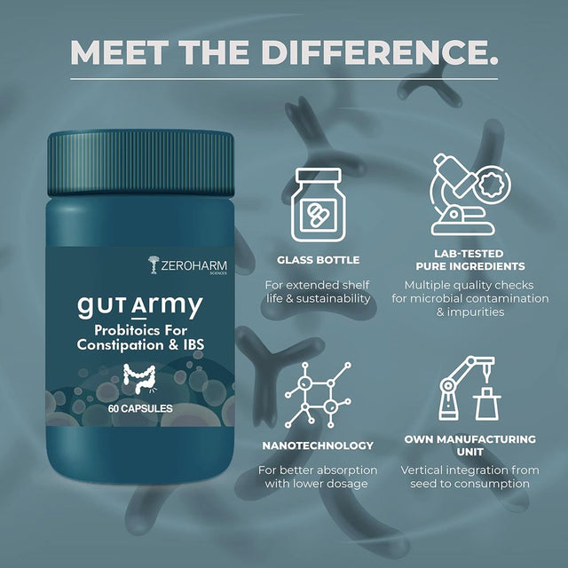 Gut Army Probiotics for Constipation & Improve Digestive Health -60 Capsule