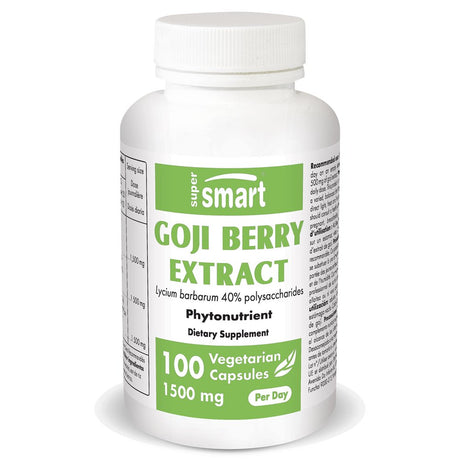 Supersmart - Goji Berry Extract (Wolfberries) 1500 Mg per Day - Superfoods & Antioxidant - Immune Support Supplement | Non-Gmo & Gluten Free - 100 Vegetarian Capsules