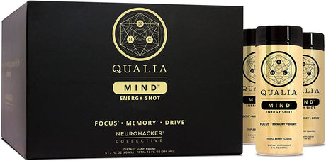 Qualia Mind Energy Shot | Clean Focus for Peak Mental Performance | Niacin NAD+ Enhancer with Ginseng Root, Alpha GPC and Caffeine | 2Oz Cognitive Enhancer Shot - 20Pack