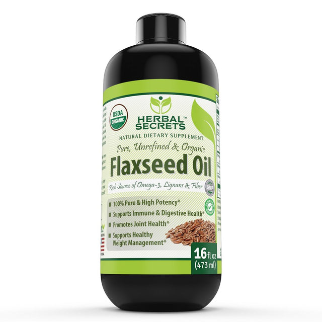 Herbal Secrets Organic Flaxseed Oil - 16 Fl Oz