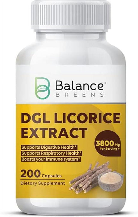 Balancebreens DGL Deglycyrrhizinated Licorice 3800 Mg Supplement - 200 Non-Gmo Capsules - Digestive Enzymes, Promote Gut Health, Acid Reflux, Digestion and Heartburn Support