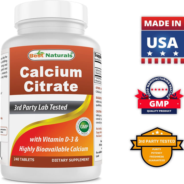 Best Naturals Calcium Citrate with Vitamin D-3 240 Tablets