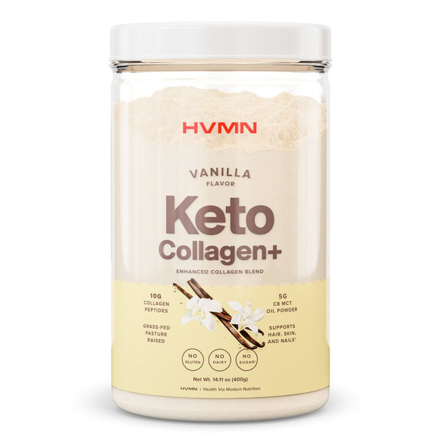 H.V.M.N. Keto Collagen+ Protein Powder, Vanilla, 25 Servings - Collagen Peptides & MCT Powder, Keto Diet Approved