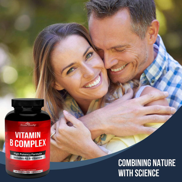 Divine Bounty Super B Complex Vitamins - All B Vitamins Including B12, B1, B2, B3, B5, B6, B7, B9, Folic Acid - Vitamin B Supplement - Support Healthy Energy Metabolism - 90 Vegetarian Capsules