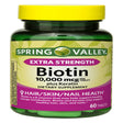 Spring Valley Extra Strength Biotin plus Keratin Tablets Dietary Supplement, 10,000 Mcg, 60 Count