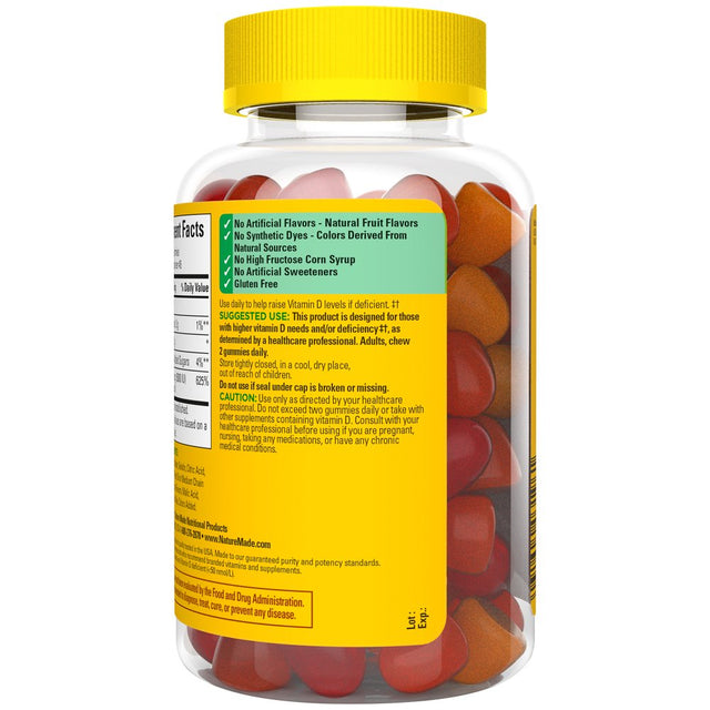 Nature Made Extra Strength Vitamin D3 5000 IU (125 Mcg) per Serving Gummies, Dietary Supplement, 90 Count