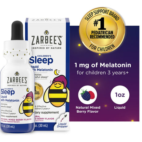 Zarbee’S Kids Sleep Liquid - Melatonin, Non-Habit Forming, Berry, 1 Floz