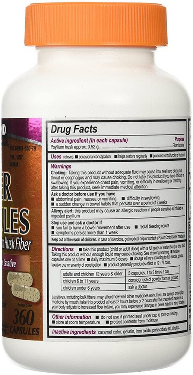 Kirkland Signature Psyllium Fiber Capsules 360 Capsules - 2 Pack