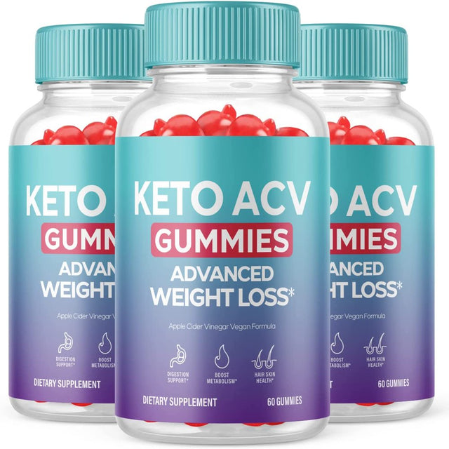 (3 Pack) Keto ACV Gummies - Energy & Focus Boosting Dietary Supplements for Weight Management & Metabolism - Fat Burn - 180 Gummies