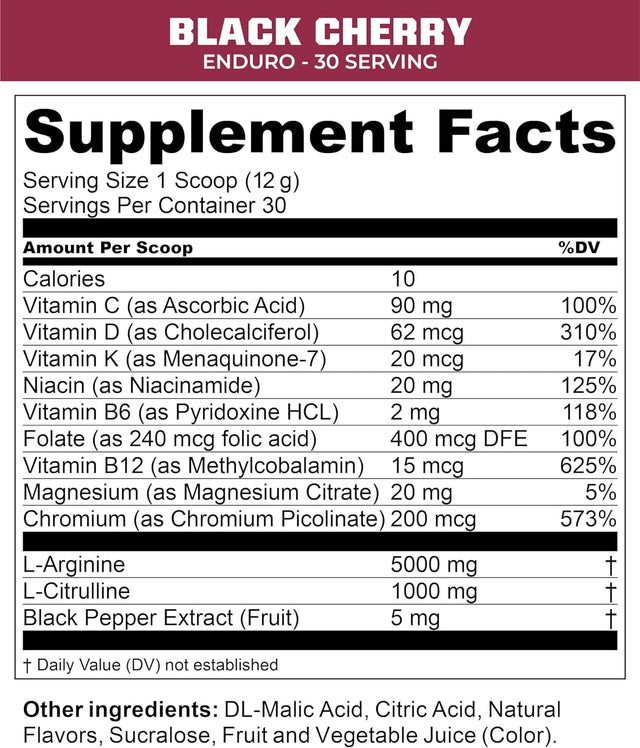 MTN OPS Enduro Trail Packs Nitric Oxide Supplement & Stim-Free Pre Workout - 20 Servings - with Magnesium Citrate, Beet Root Powder, Niacinamide, L Arginine & L Citrulline - Black Cherry Flavor