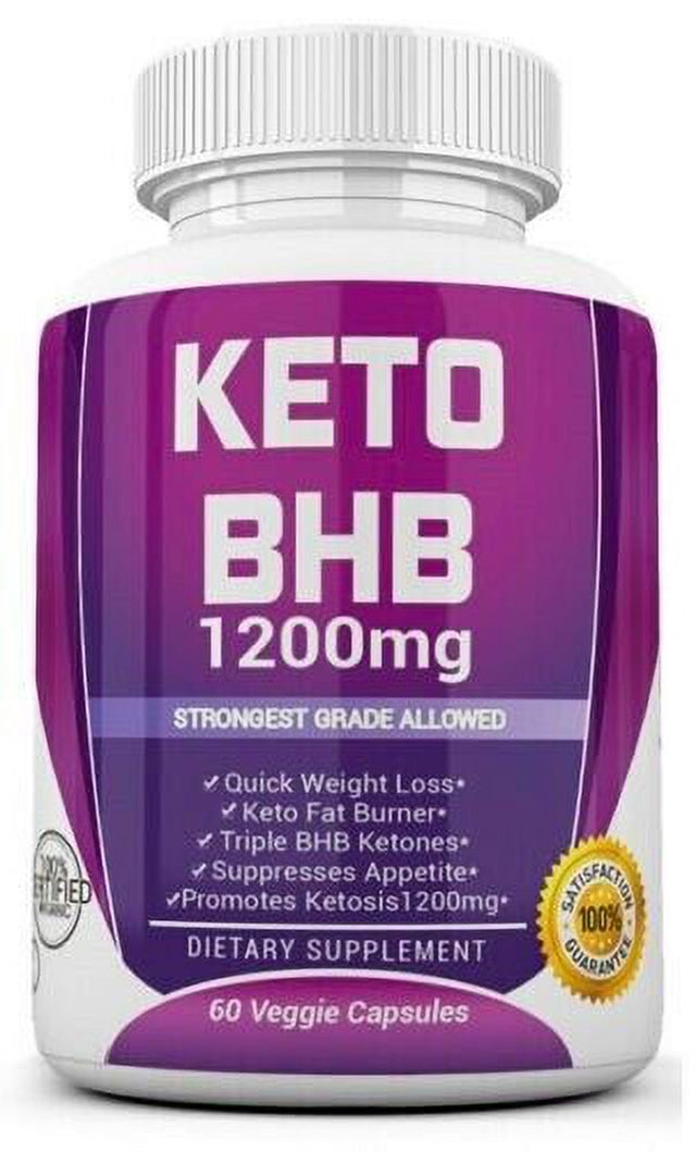 KETO BHB 1200Mg PURE Ketone FAT BURNER Weight Loss Diet Pills 60 Capsule Each (Pack of 3)