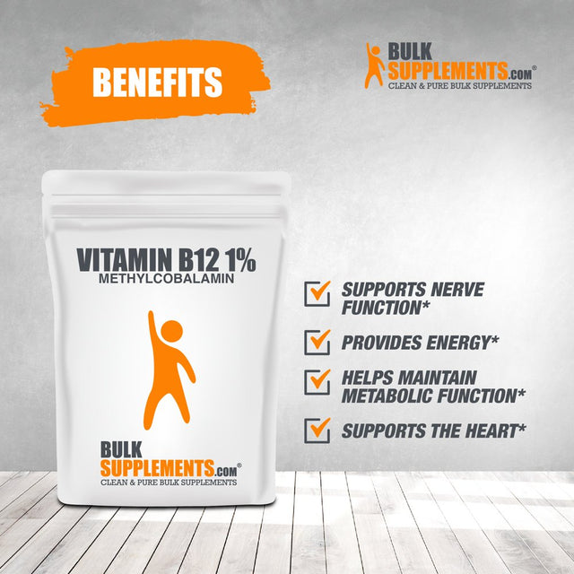 Bulksupplements.Com Vitamin B12 1% Methylcobalamin - B12 Vitamins - Vegan B12 - Energy Vitamins - Vitamin B12 Supplements (100 Grams)