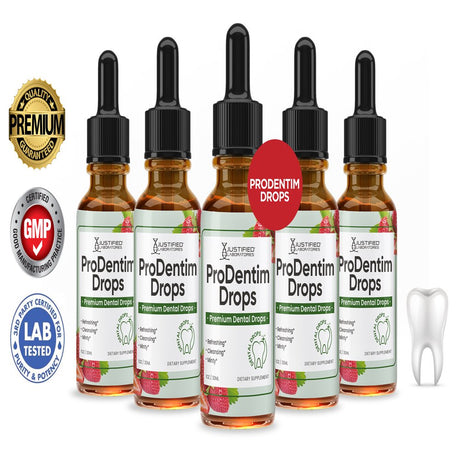 (5 Pack) Justified Laboratories Prodentim Dental Drops May Improve Teeth Bad Breath Dental Health 1 Oz