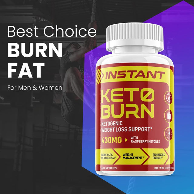 Instant Keto Burn - Ketogenic Weight Loss Support - Energy & Focus Boosting Dietary Supplements for Weight Management & Metabolism - Advanced Fat Burn Raspberry Ketones Pills-180 Capsules (3 Pack)