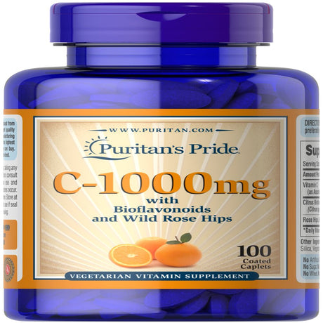 Puritan'S Pride Vitamin C-1000 Mg with Bioflavonoids & Rose Hips-100 Caplets (2 PACK)