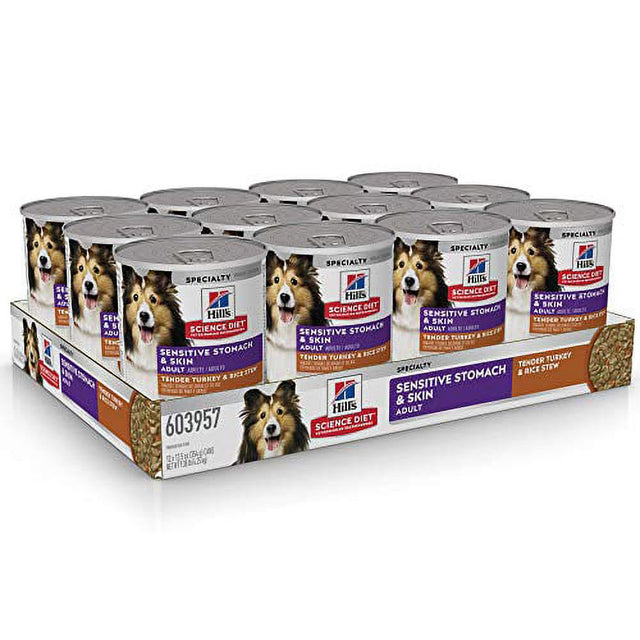 Hill S Science Diet Wet Dog Food, Adult,Sensitive Stomach;Skin 12-Pack Cans