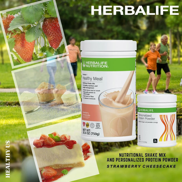 HERBALIFE (Duo) Formula 1 Healthy Meal Nutritional Shake Mix (Strawberry Cheesecake) with Personalized Protein Powder