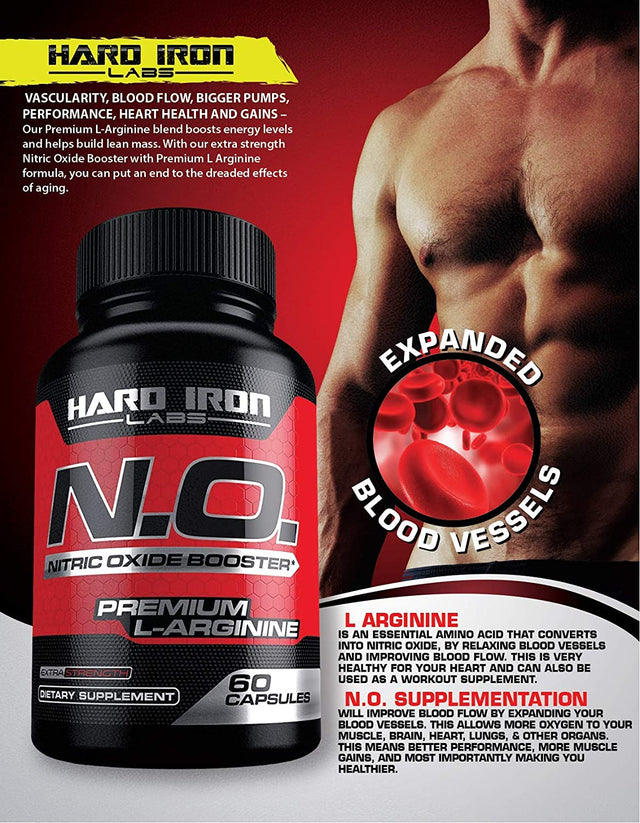 N.O. Nitric Oxide Booster with L-Arginine, L-Citrulline, Beta Alanine, AAKG - Non-Gmo, Gluten-Free, Vegan - Pre-Workout Supplement for Muscle Growth, Stamina, Energy, Pumps, Vascularity - 120 Capsules