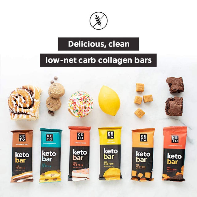 Perfect Keto Bars - the Cleanest Keto Snacks with Collagen and MCT. No Added Sugar, Keto Diet Friendly - 2G Net Carbs, 19G Fat, 10G Protein - Keto Diet Food Dessert (Almond Butter Brownie, 12 Bars)