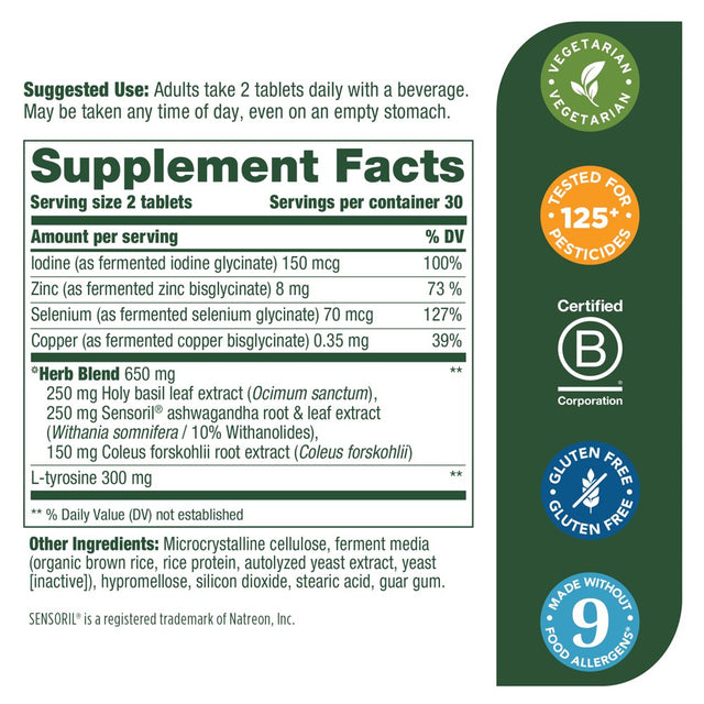 Megafood, Thyroid Strength, Supports Thyroid Health, Mineral and Herbal Supplement with Herbs, 60 Tablets (30 Servings)