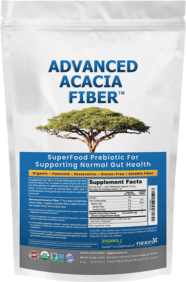 Kidney Restore Advanced Acacia Fiber: Superfood Prebiotic for Supporting Normal Gut Health, 2.5 Lb. Bag