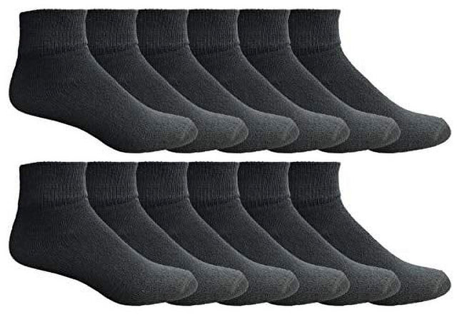 Yacht & Smith Diabetic Nephropathy Edema Socks, Cotton Crew, Ankle, Medical Sock (Black Ankle - 12 Pairs, 10-13)