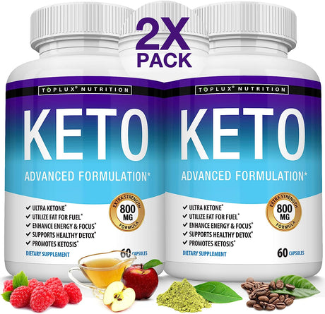 Toplux Keto Pills Ketosis Diet - Natural Ketosis Using Ketone & Ketogenic Diet, Support Energy & Focus, Support Keto Diet Perfect for Men Women, 60 Capsules, Supplement