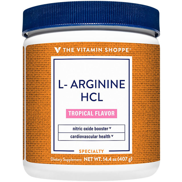 L-Arginine Hcl Amino Acid Powder - Nitric Oxide Booster & Supports Cardiovascular Health - Tropical Flavor (50 Servings)