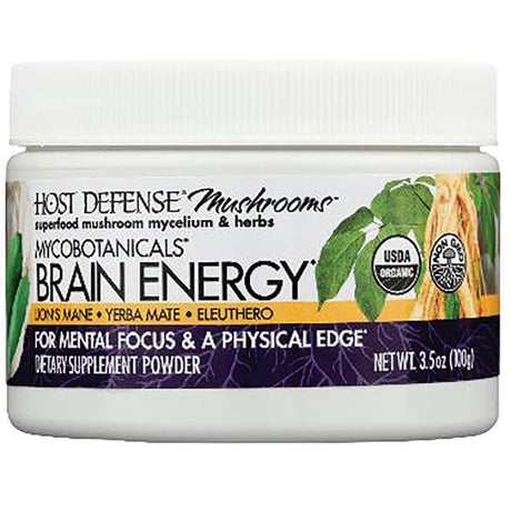 Host Defense Mushrooms Myco Botanicals Brain Energy 3.5 Oz Pwdr