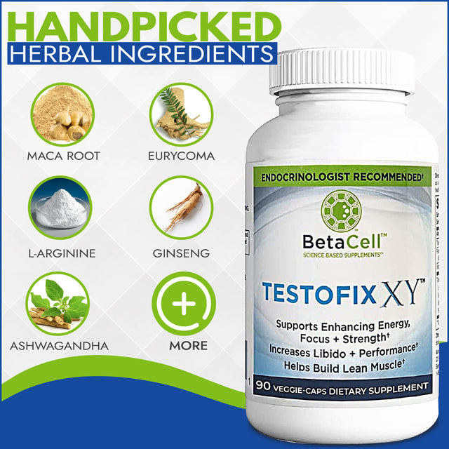 Testofix XY - Endorphin Booster for Men | Muscle Builder, Natural Workout and Energy Supplement | Increases Stamina and Energy | Build Lean Muscle Mass - 90 Veggie Capsules