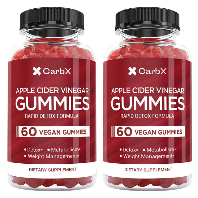 Carbx Apple Cider Vinegar Gummies - Rapid Detox Formula - Weight Management & Boosts Metabolism - Helps Detox and Cleanse - Gluten & GMO Free - Vegan Friendly (2-Bottles)