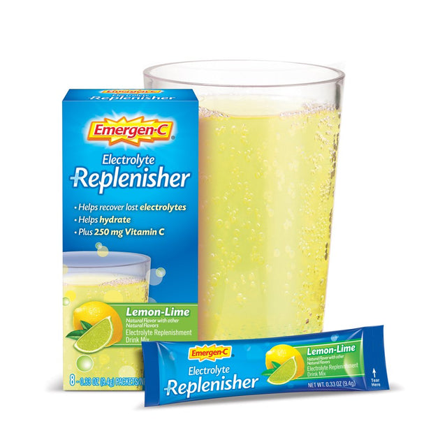 Emergen-C Electrolyte Replenisher (8 Count, Lemon-Lime Flavor) Fizzy Drink Mix with 250Mg Vitamin C, 0.33 Ounce Packets